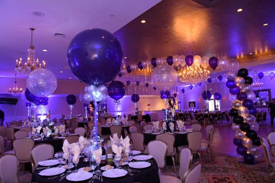 ESPN Themed Bar Mitzvah with Custom Centerpieces and Balloon Gazebo over Dance Floor at Mansion at Mountain Lakes