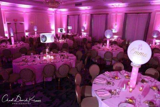 Dance Themed Bat Mitzvah with LED Logo Centerpieces & Lighting at the Pearl River Hilton, NY
