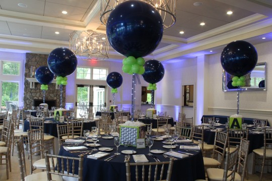Navy & Lime Bar Mitzvah with Photo Cube Centerpieces at Indian Trails Club