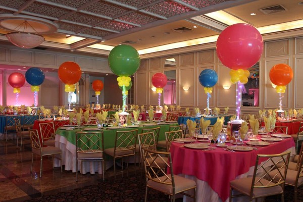 Emoji Themed Bat Mitzvah with Photo Cube Centerpieces & Bright Colored LED Balloons at The Fountainhead