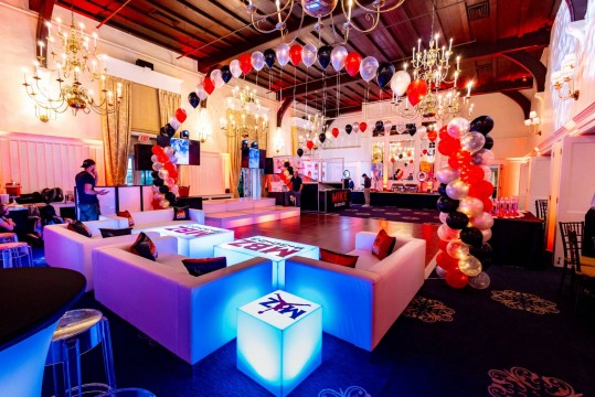 Basketball Themed Bar Mitzvah with Custom LED Lounge & Balloon Gazebo over Dance Floor at Plainfield Country Club