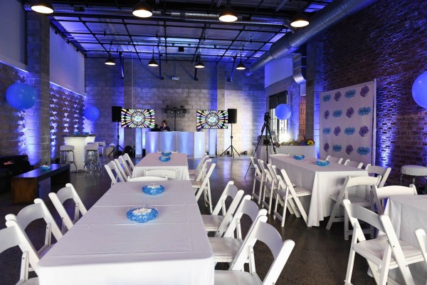 Club Themed Bat Mitzvah with Gerber Daisy Centerpieces, LED Uplighting & Step & Repeat at The Annex, Montclair