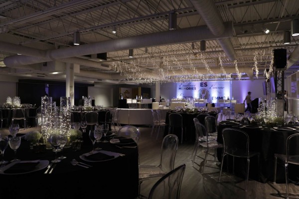 Bat Mitzvah with Twinkle Light Ceiling Treatment over Dance Floor and LED Fairy Light Centerpieces at the Loading Dock, Stamford
