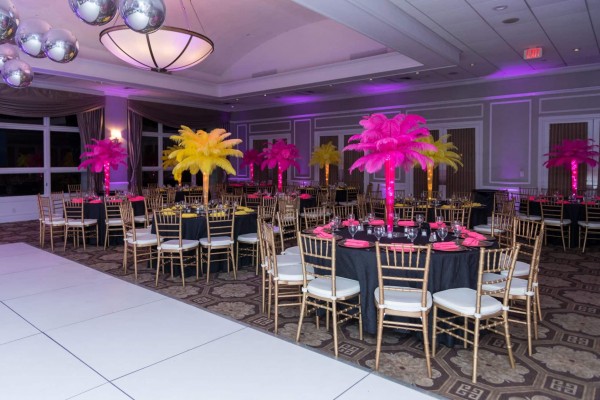 Neon Themed Bat Mitzvah with LED Feather Tree Centerpieces at Cedar Hill Country Club, Livingston