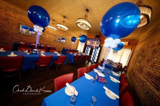 Bar Mitzvah at Posto 22 with Custom Backdrop and Balloon Centerpiece