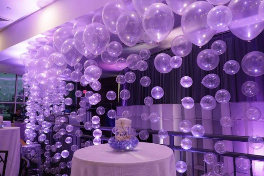 Balloon Bubble Display with LED Lighting for Beach Themed Bat Mitzvah
