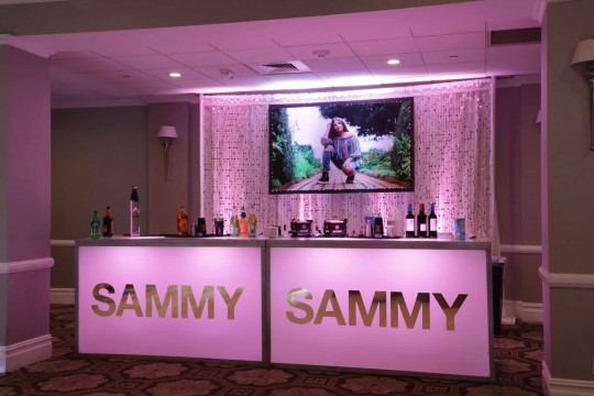 Custom LED Bar with Name Decal & Photo & Bling Backdrop