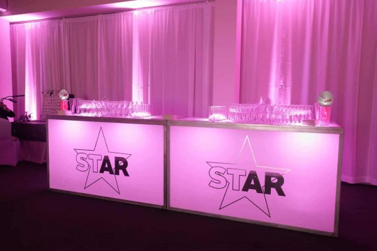 Custom LED Bar with Logo Decal and Hot Pink Lighting