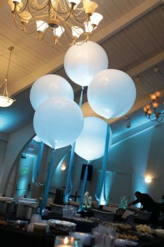 White Balloons & Tassels Display for Wedding Party at Temple Beth Sholom, New City