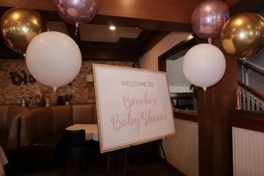 Baby Shower Welcome Sign with Metallic Orbz Accent at Sear Steakhouse