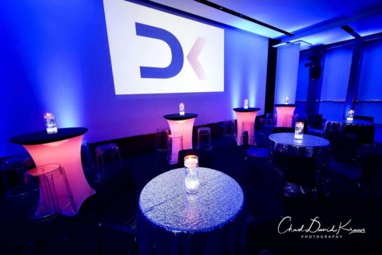 LED Hightops with Mini Lounge Centerpieces for B'nai Mitzvah at Apella, NYC