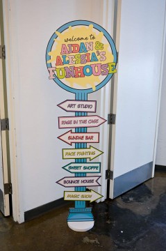 Custom Directional Sign for Funhouse Themed Birthday Party