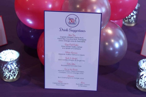 Drink Menu for 50th Birthday Party with Custom Logo