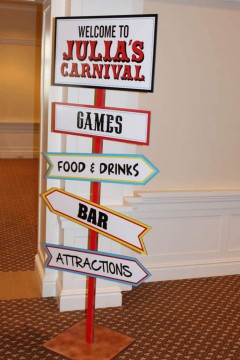 Carnival Themed Bat Mitzvah Directional Sign