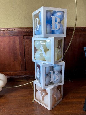 Cute Baby Blocks with Custom Colored Balloons for Baby Shower Decor
