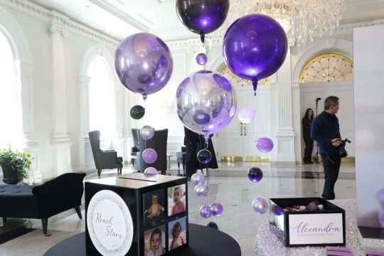 Purple & Silver Bubble Balloons with Orbz Topper at The Rockleigh