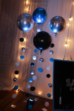 Blue, Black & Silver Metallic Orbz with Bubble Balloon s