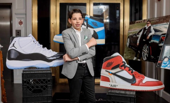 Varying Heights Blowup Sneaker Display in Entrance to Bar Mitzvah