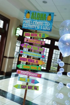 Beach Themed Directional Sign for Tropical Themed Bat Mitzvah