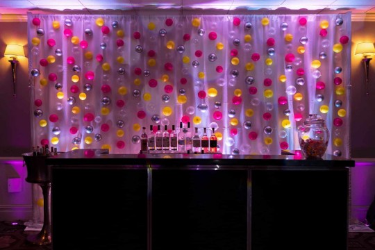 LED Bubble Balloon Wall Behind Bar at Cedar Hill Country Club