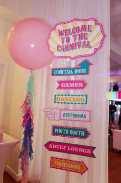 Custom Carnival Directional Sign with 3' Balloon & Tassels