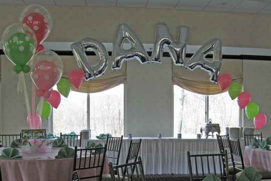 Mylar Name in Balloons with Single Latex Balloon Arch
