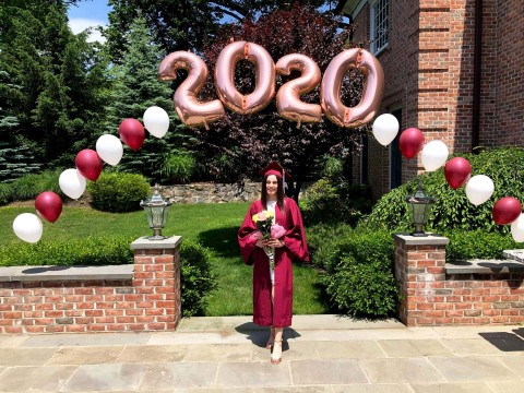Rose Gold 2020 Balloon Letters Arch for Outdoor Graduation