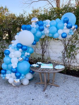 Shades of Blue Organic Arch for Outdoor Baby Shower at the Valley Rock Inn, NY