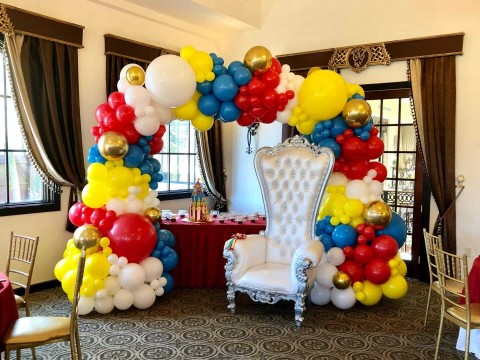 Organic Balloon Arch for Circus Themed Baby Shower at Terrace on the Hudson