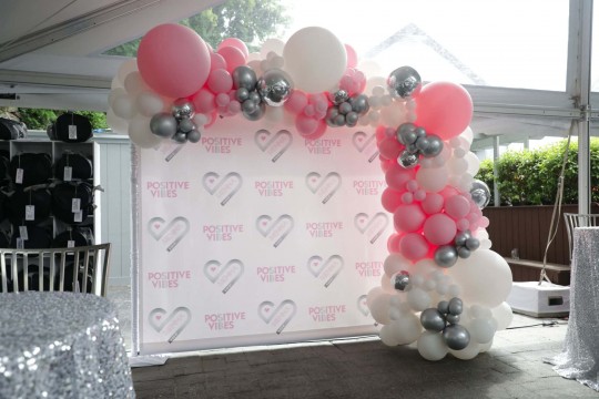 Organic Half Arch Over Step & Repeat for Outdoor Bat Mitzvah
