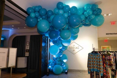Shades of Teal Organic Balloon Sculpture for Baby Shower at The Zodiac Room, NYC