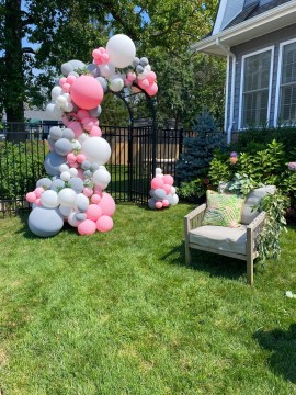Baby Shower Organic Balloon Arch with Greenery for Outdoor Party Decor