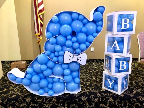 Elephant Balloon Mosaic & Baby Blocks for Baby Shower