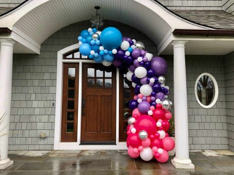 Ombre Organic Balloon Arch for Outdoor Home Bat Mitzvah