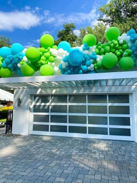 Organic Balloon Sculpture Around Roof for Adult Birthday Party