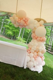 Organic Half Balloon Arch Over Table for Tent Party Decor