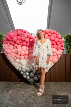 Heart Mosaic Balloon Sculpture With Color Gradient for Bat Mitzvah