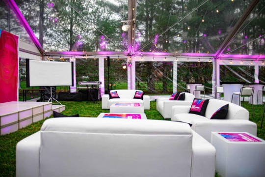 Outdoor Tent Event with Custom LED Furniture for 40th Birthday