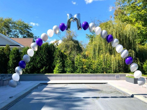 Mylar Letter Balloon Arch for Outdoor Birthday Celebration