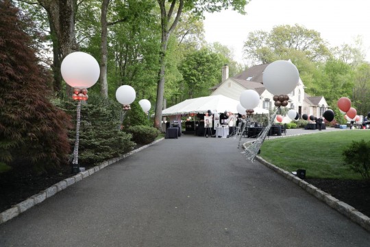 Free Standing Balloons with Tassels Around Driveway for Backyard Party Decor