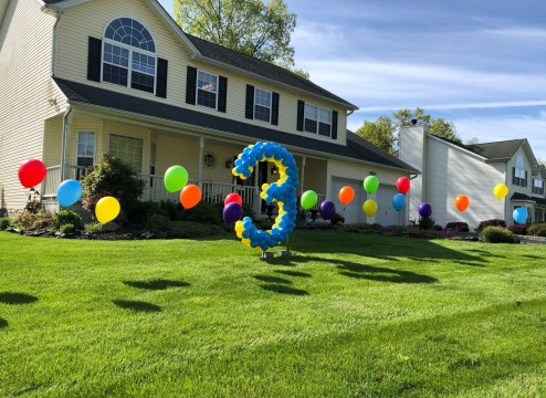 Balloon Sculpture Number with Balloon Scape for Drive By Birthday