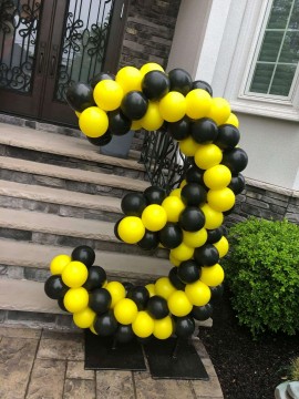 Black & Yellow Balloon Number Sculpture for Construction Themed Birthday