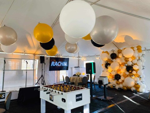 Gold Balloon Wall & Ceiling Treatment for Outdoor Party Decor