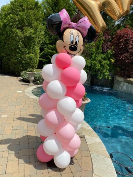 Minnie Mouse Balloon Column for Backyard Kids Party Decor