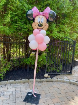 Standing Minnie Mouse Balloon with Ribbon for Outdoor Kids Party Decor