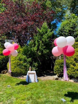 Balloon Topiaries with Tassels for Outdoor Baby Shower