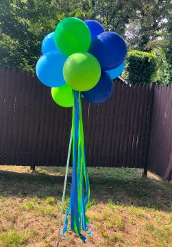 Balloon Topiary Arrangenment for Outdoor Bar Mitzvah Decor