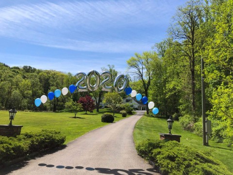 Graduation Balloon Arch with Silver 2020 Balloons