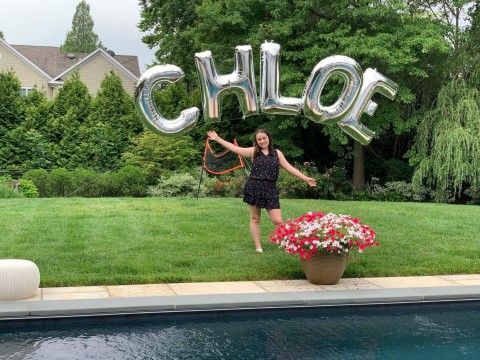 Mylar Name Balloon Arch for Backyard Birthday Party
