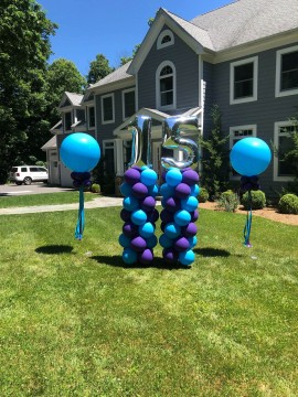 Number Balloon Columns with Large Balloons and Tassels for Outdoor Birthday Drive By